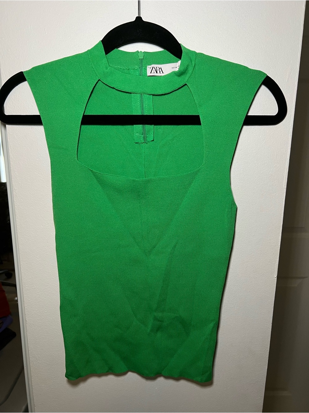 ZARA Bright Green Sleeveless Cutout Tank